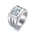 thumbnail image 1 of Mens 316L Stainless Steel Jewelry Wedding Ring Claw Setting Big AAA Cubiz Zircon, 1 of 5