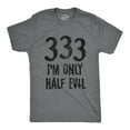 thumbnail image 1 of Mens 333 I'm Only Half Evil T Shirt Funny Halloween Party Devil 666 Graphic Tee Graphic Tees, 1 of 7