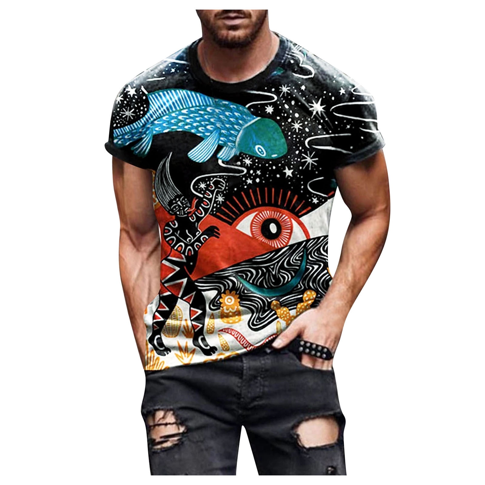 New Summer Fashion Trend Sports Fishing Graphic Funny Man T-shirts Casual  3D Print Tees Personality Round Neck Short Sleeve Tops