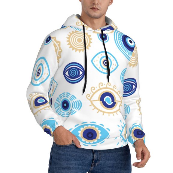 Mens 3D Print Sweatshirts Hooded Top Pullover Hoodie, Evil Eyes Magic Talisman