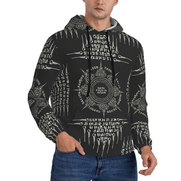 Mens 3D Print Sweatshirts Hooded Top Pullover Hoodie, Muay Thai Sacred Symbol