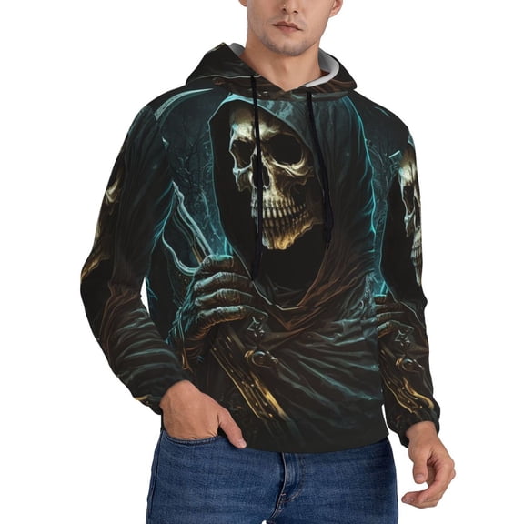 Mens 3D Print Sweatshirts Hooded Top Pullover Hoodie, Skull Gothic Death Grim Reaper