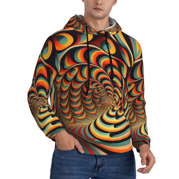 Mens 3D Pullover Hoodies Hooded Sweatshirt With Pocket , Spiral Trippy Illusion Psychedelic Optical Print