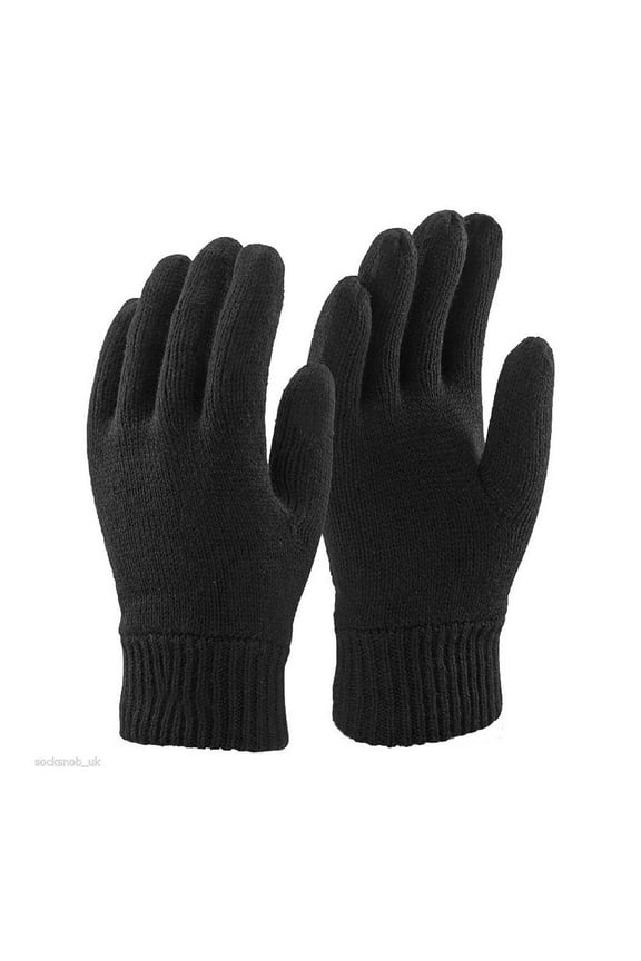 Mens 3M Black Thinsulate Thermal Lined Winter Gloves