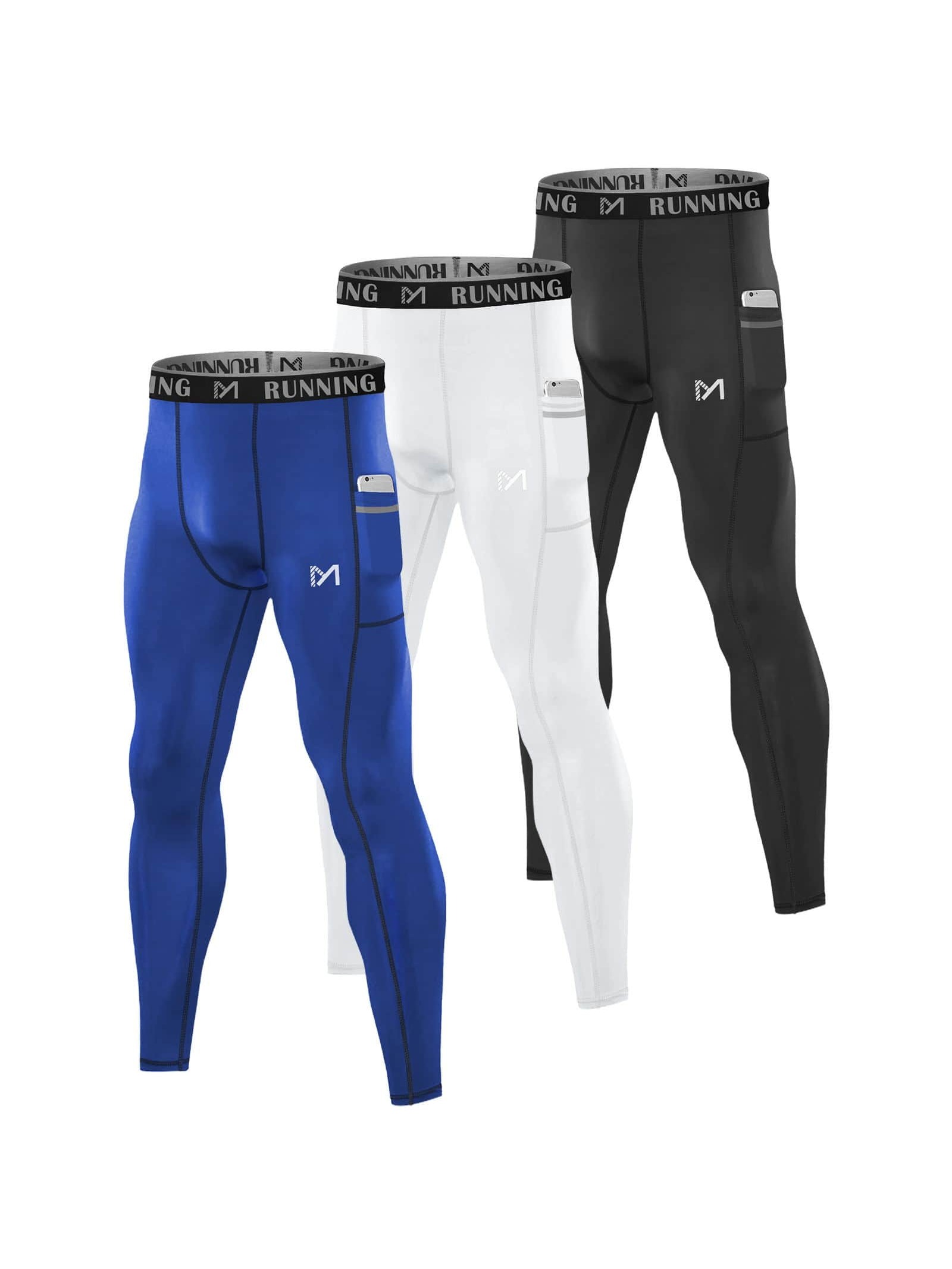 Mens 3Pcs Compression Sports Pants Tights Athletic Base Layer Leggings