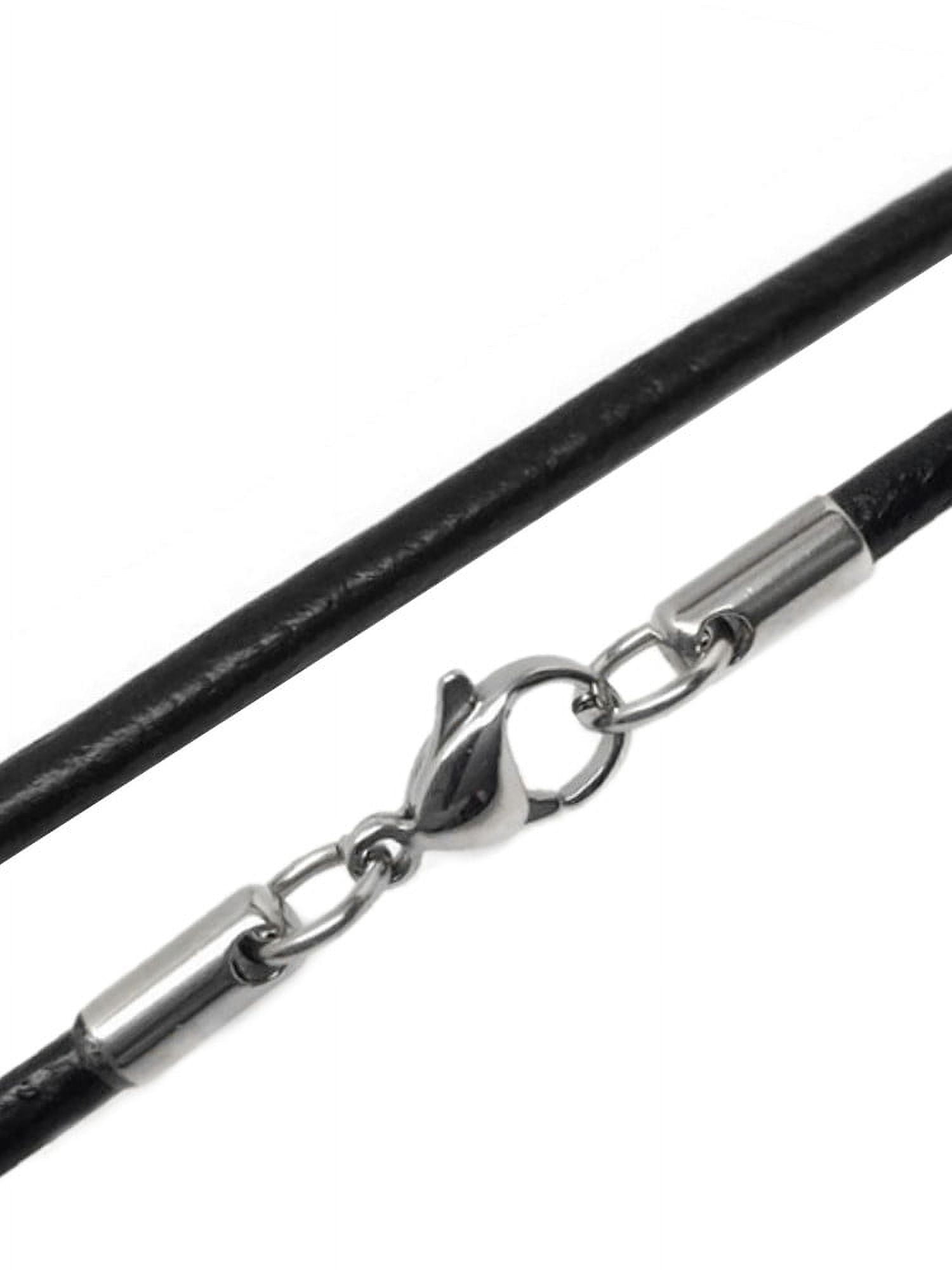 BLACK 2MM REAL LEATHER NECKLACE CORD STRING WITH LOBSTER CLASP 12- 30  INCHES