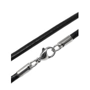 Mens 3mm Genuine Black Leather Necklace Cord with Stainless Steel Lobster Clasp 18 Inch