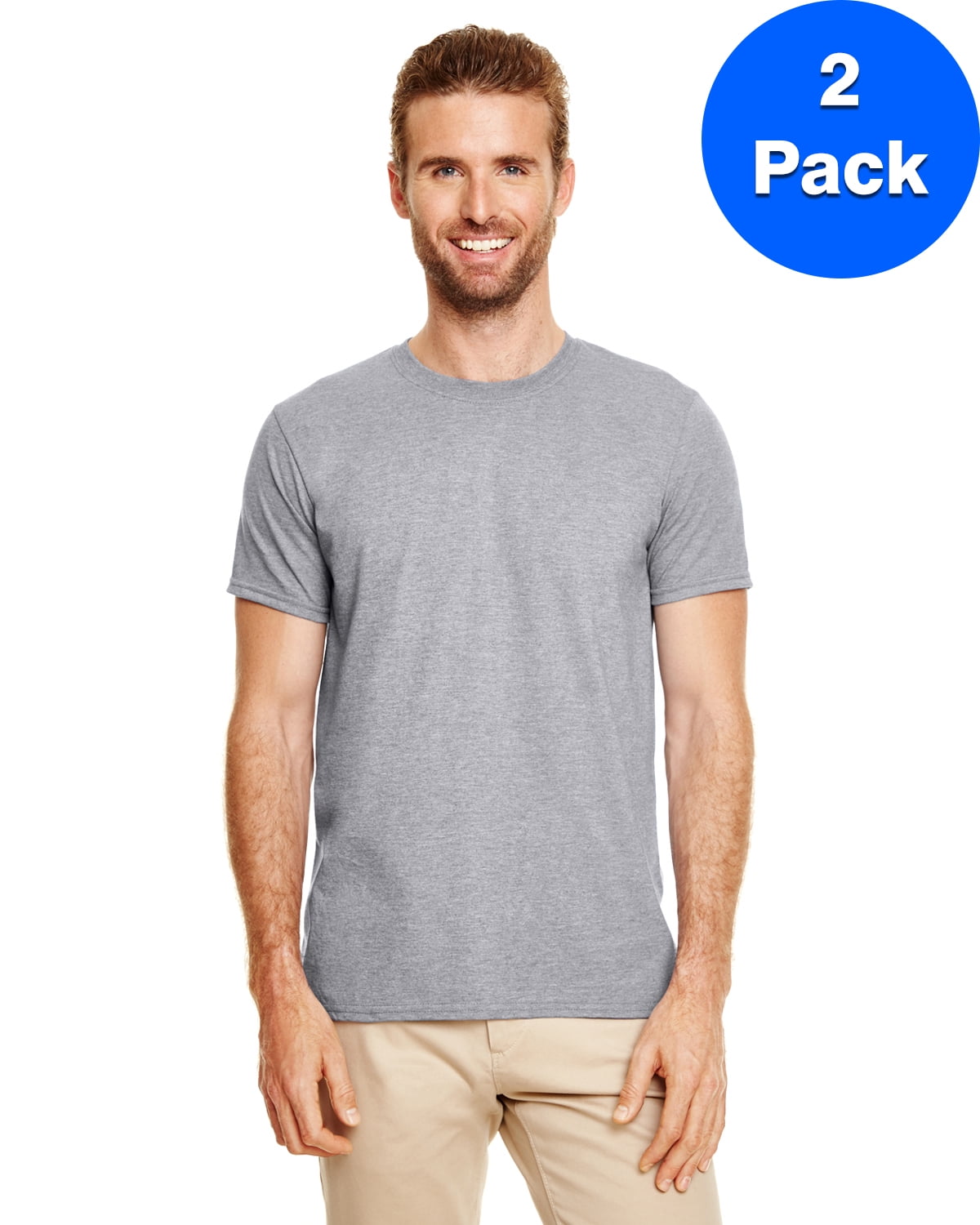 Mens 4.5 oz. SoftStyle T-Shirt 2 Pack - Walmart.com