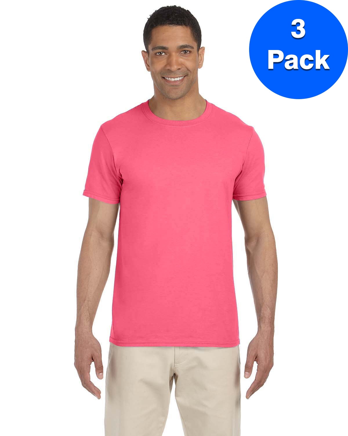 Gildan SoftStyle Preshrunk Rib Knit Collar Double‑needle Stitched T‑Shirt, Men's, Cotton Polyester, 4.5 oz