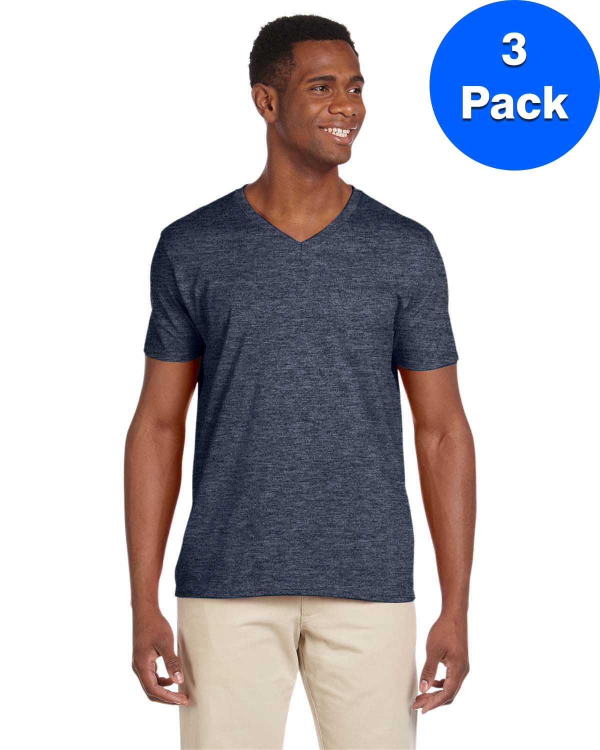 Mens 4.5 oz SoftStyle V-Neck T-Shirt 3 Pack - Walmart.com