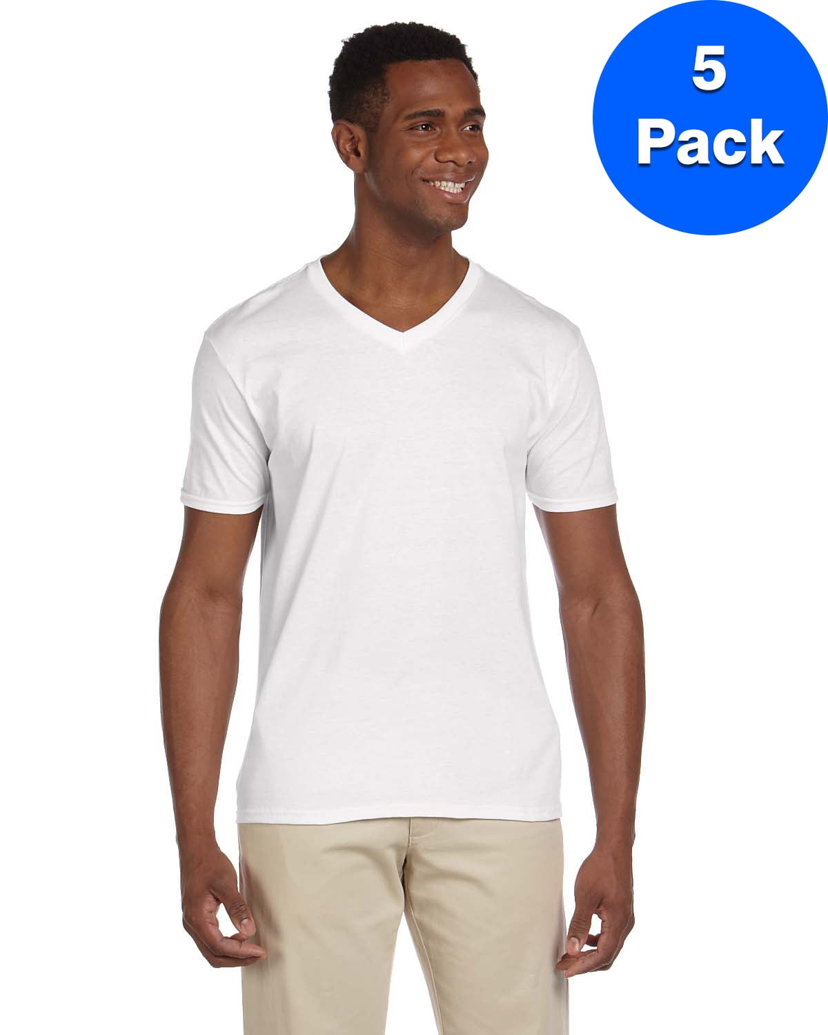 Mens 4.5 oz SoftStyle V-Neck T-Shirt 5 Pack - Walmart.com