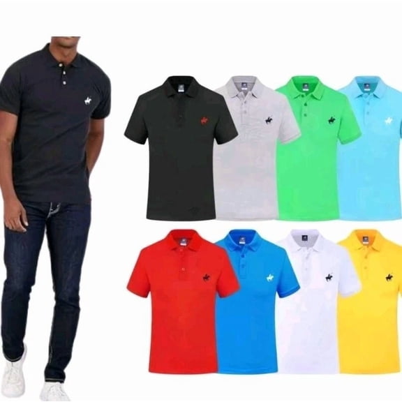 Mens 4 Pack Assorted Colors 100% Cotton Polo Style Shirts Classic Menswear Casual