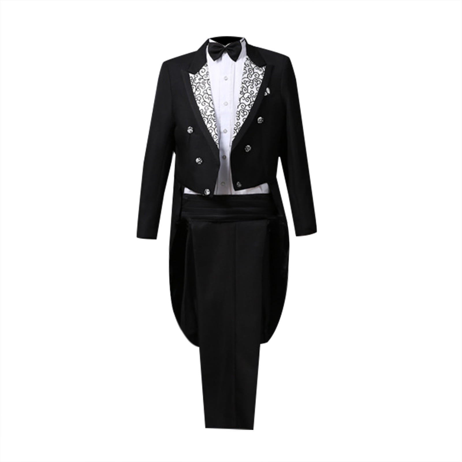 Mens 4 Piece Dress Tuxedo Suit Performance Clothes Magician Stage