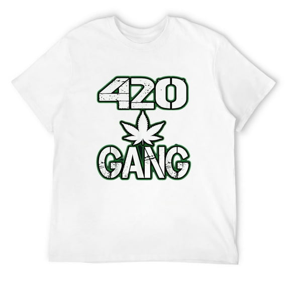 Mens 420 Gang Weed Leaf Gift T-Shirt White Medium