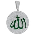 thumbnail image 1 of Mens 45+ Grams Big 3'' Muslim Islamic Pendent Arabic Allah God Charm Medallion Over White Gold/White CZ, 1 of 5
