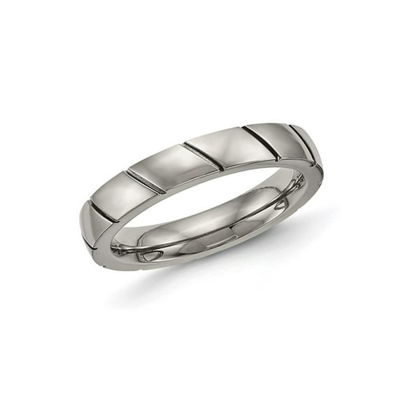 Mens 4mm Titanium Grooved Band Ring (4.00mm)