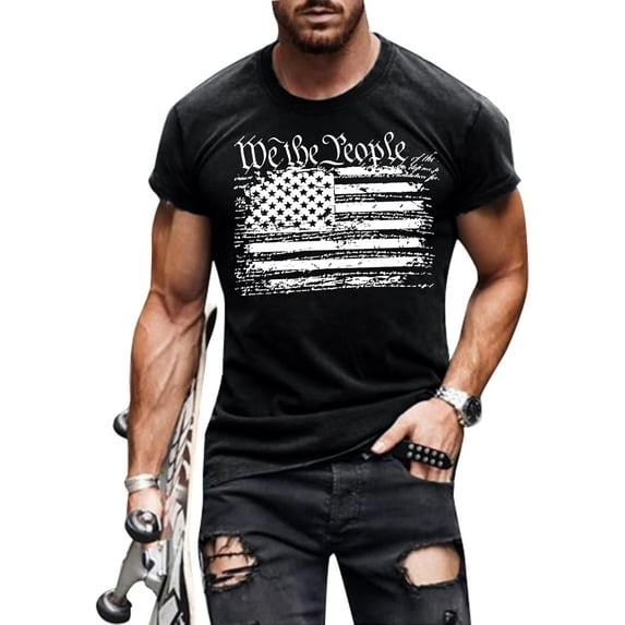 Mens 4th of July Shirts American Flag Patriotic Short Sleeve T-Shirt Tee