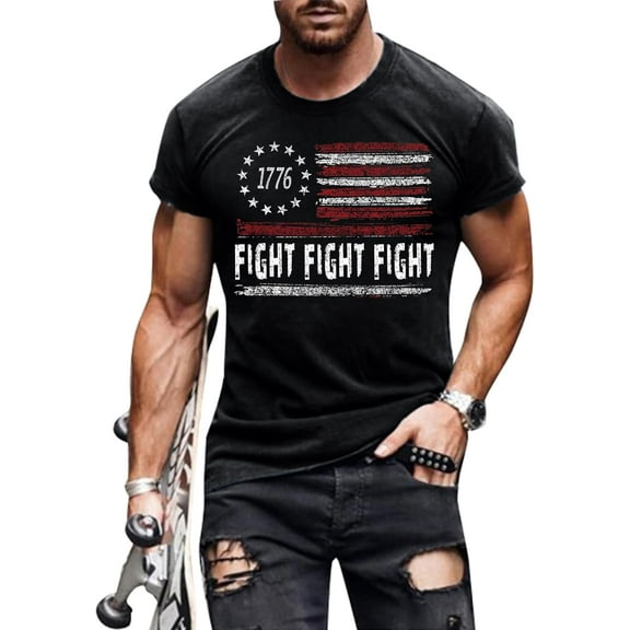 Mens 4th of July Shirts American Flag Patriotic Short Sleeve T-Shirt Tops Tee