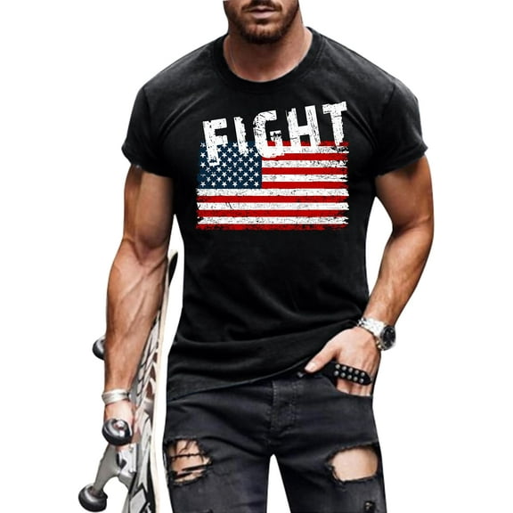 Mens 4th of July Shirts American Flag Patriotic Short Sleeve T-Shirt Tops Tee