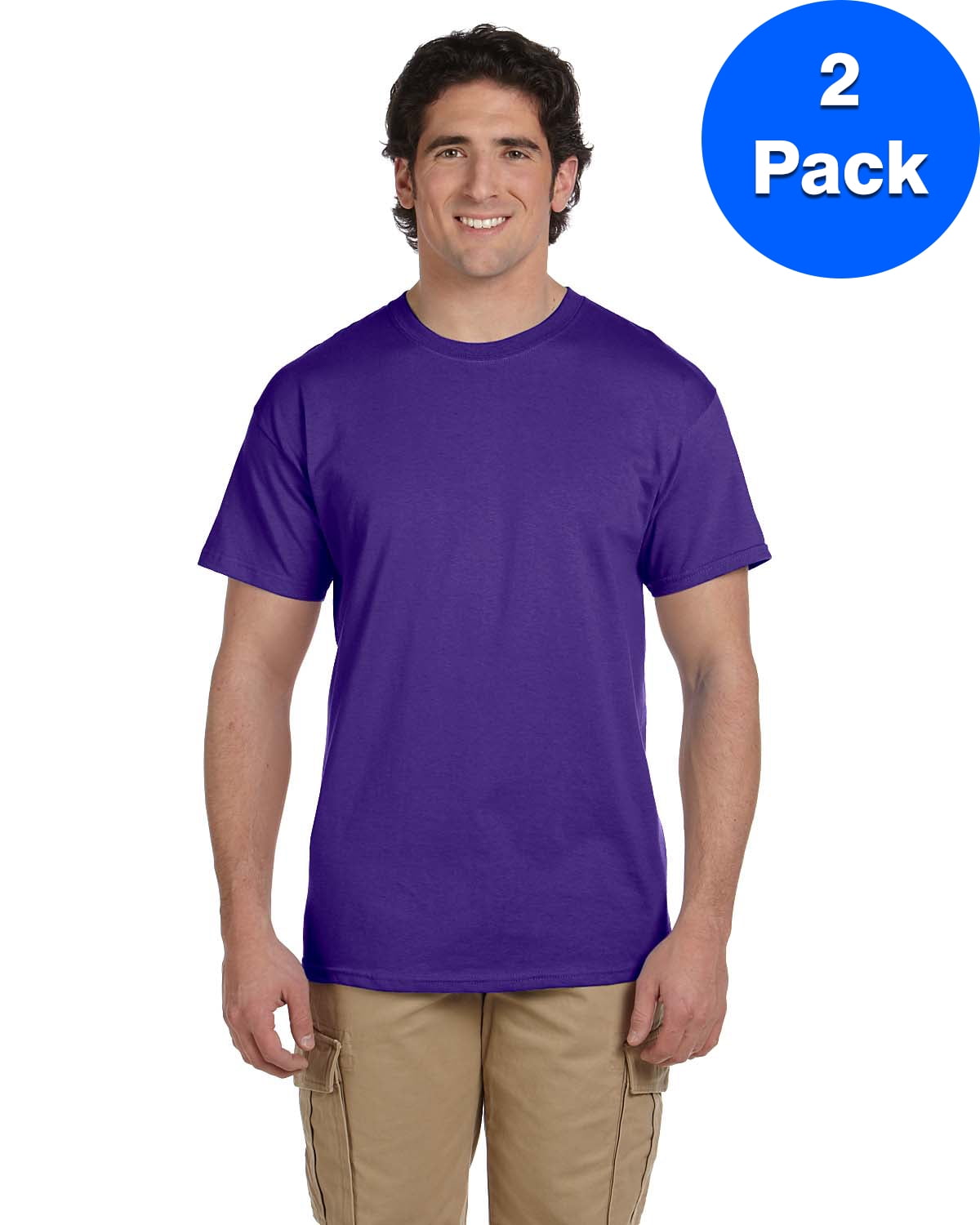 Hanes Pre‑shrunk Tag‑free Lay Flat Collar T‑Shirt, Men's, Cotton Polyester, 5.2 oz