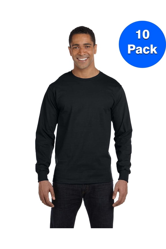 Mens 5.2 oz. ComfortSoft Cotton Long-Sleeve T-Shirt 5286 (10 PACK)