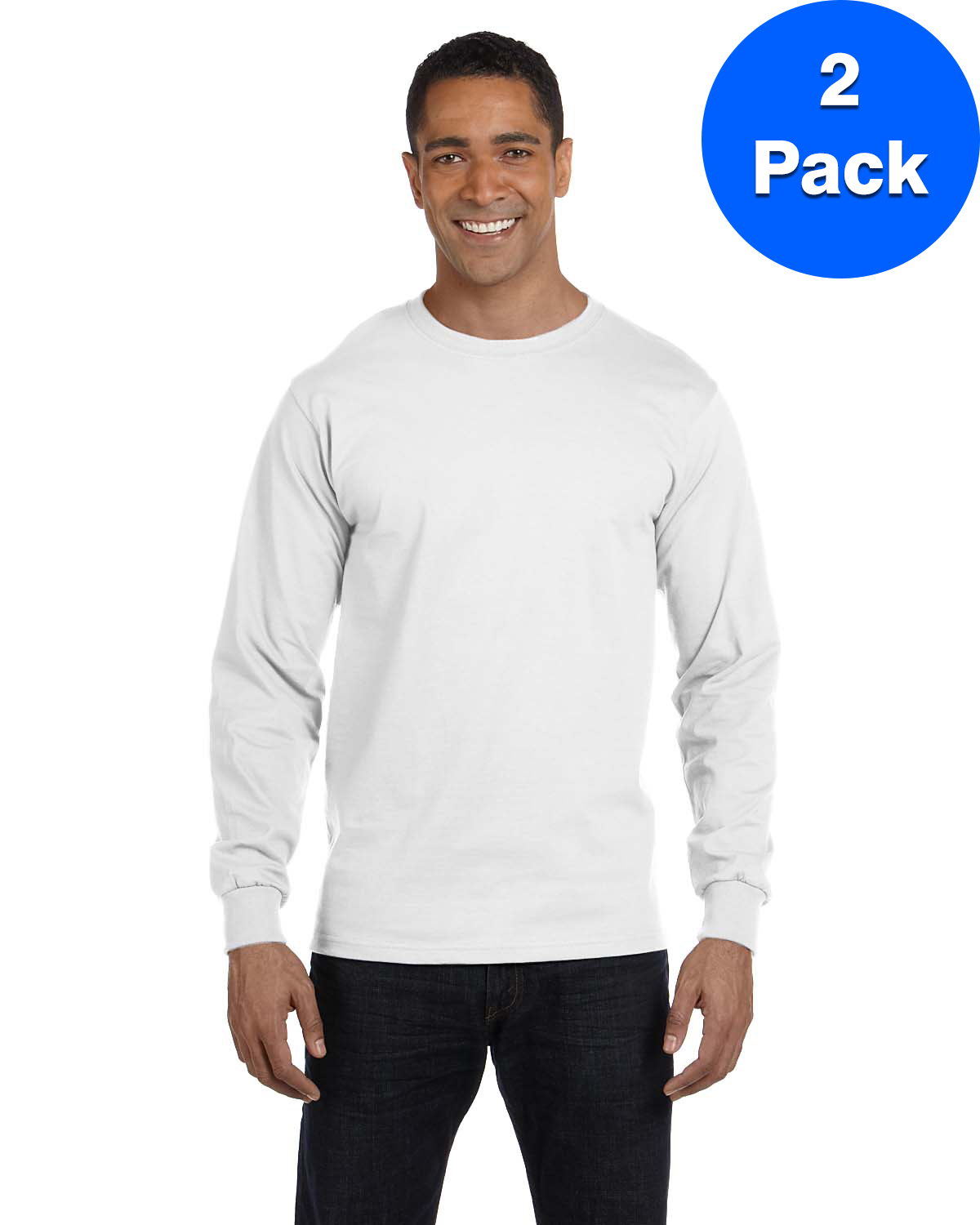 Mens 5.2 oz. ComfortSoft Cotton Long-Sleeve T-Shirt 5286 (2 PACK) - image 1 of 3