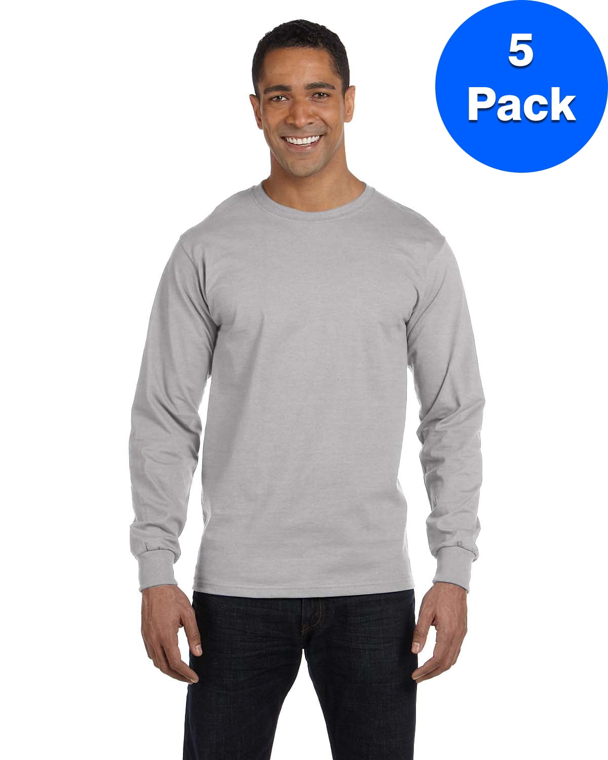 Mens 5.2 oz. ComfortSoft Cotton Long-Sleeve T-Shirt 5286 (5 PACK)