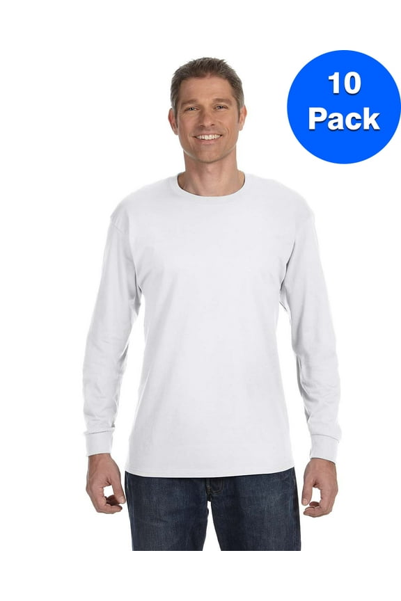 Mens 5.3 oz. Heavy Cotton Long-Sleeve T-Shirt 10 Pack