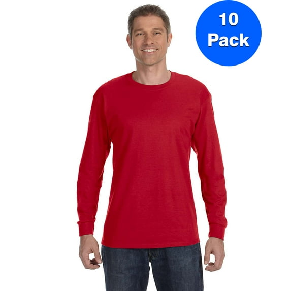Mens 5.3 oz. Heavy Cotton Long-Sleeve T-Shirt 10 Pack