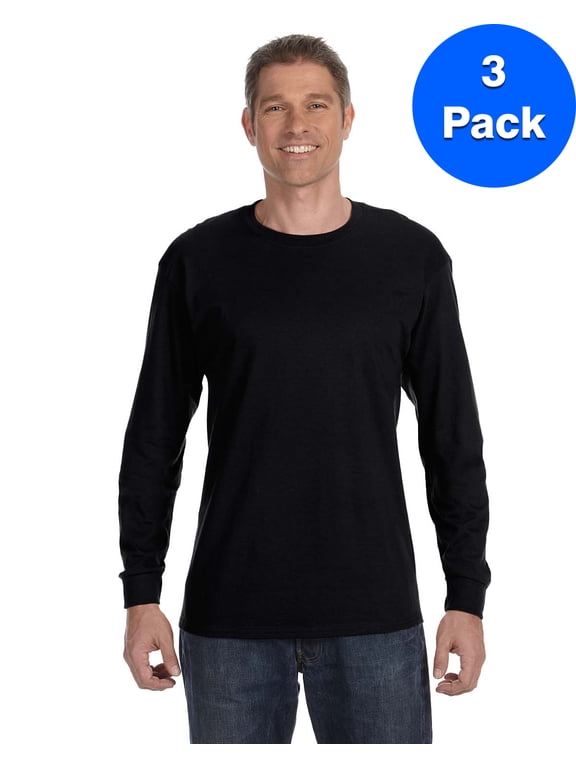 Mens 5.3 oz. Heavy Cotton Long-Sleeve T-Shirt 3 Pack