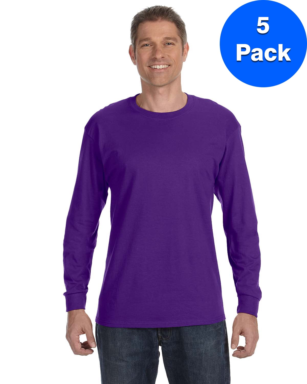 トップス OVY Cotton Pack Long Sleeve T-shirt M Mens 5.3 oz. Heavy Cotton Long-Sleeve T-Shirt 5 Pack