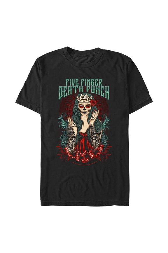 Mens 5 Finger Death Punch Lady Roses T Shirt