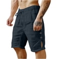 thumbnail image 1 of Mens 5 Inch Linen Shorts - Casual Elastic Waist Drawstring Side Slit Summer Beach Shorts with Pockets, 1 of 6