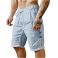 thumbnail image 1 of Mens 5 Inch Linen Shorts - Casual Elastic Waist Drawstring Side Slit Summer Beach Shorts with Pockets, 1 of 6