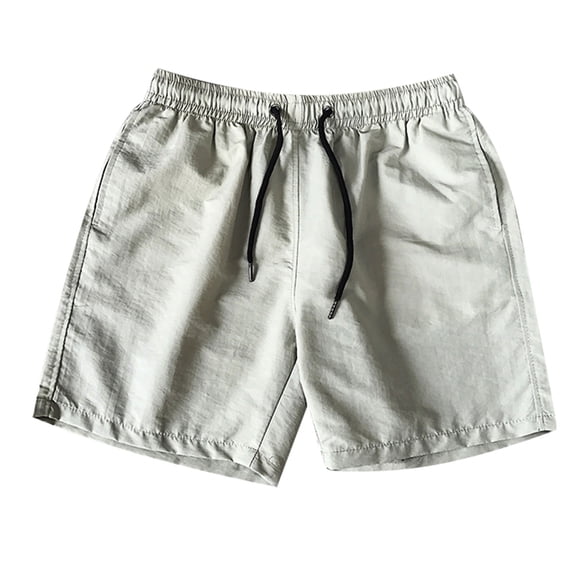 Mens 5 Inch Summer Shorts - Casual Elastic Waist Drawstring Beach Shorts with Pocket Big and Tall Size M-5XL light gray