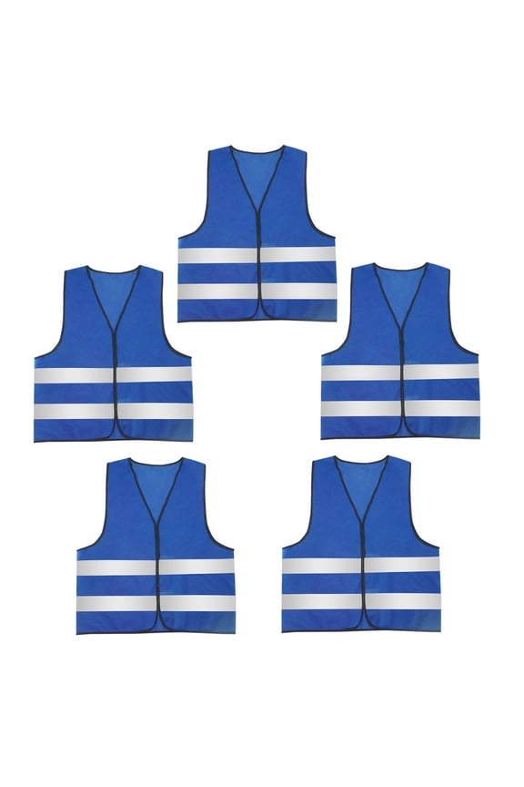 Mens 5 Pack High Visibility Reflective Vest Hi-vis Bright Construction Safety Vest Blue