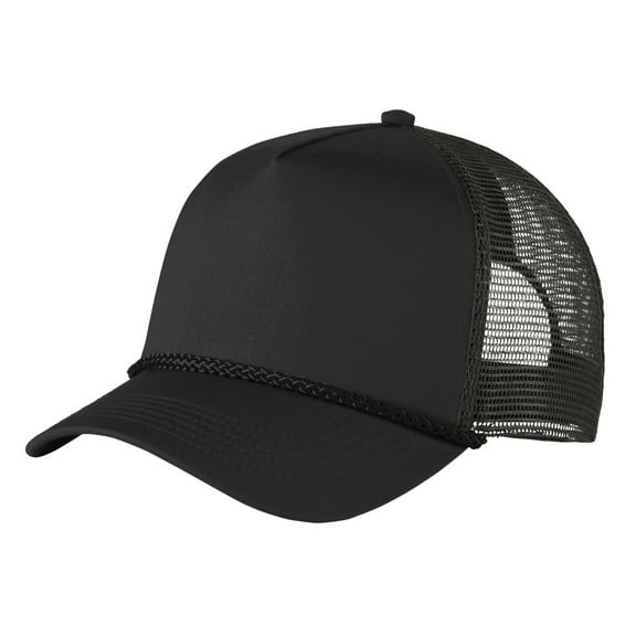 Mens 5-Panel Snapback Cotton/Polyester Cap Black