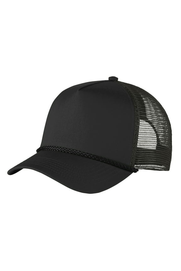 Mens 5-Panel Snapback Cotton/Polyester Cap Black