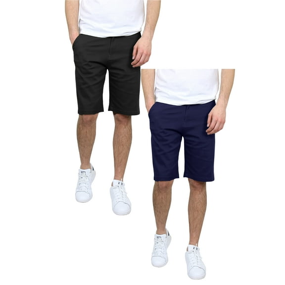 Mens 5-Pockets Flex Stretch Cotton Chino Shorts (2-Pack)