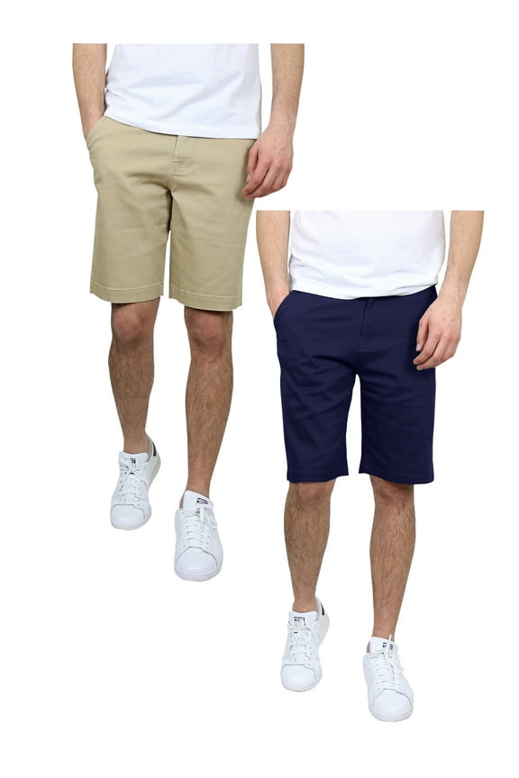 Mens 5-Pockets Flex Stretch Cotton Chino Shorts (2-Pack)
