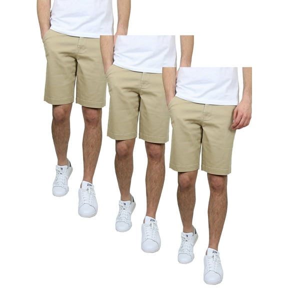 Mens 5-Pockets Flex Stretch Cotton Chino Shorts (3-Pack)