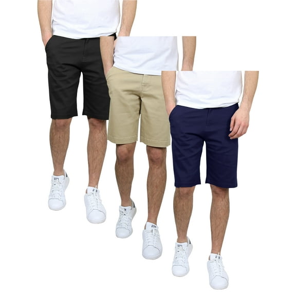 Mens 5-Pockets Flex Stretch Cotton Chino Shorts (3-Pack)