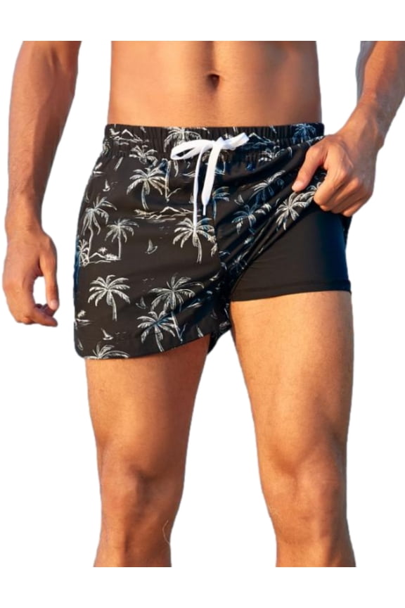 Mens 5" Short Swim Trunks Quick Dry Swim Shorts with Pockets Swimming Bathing Suits Trunks with Compression Liner