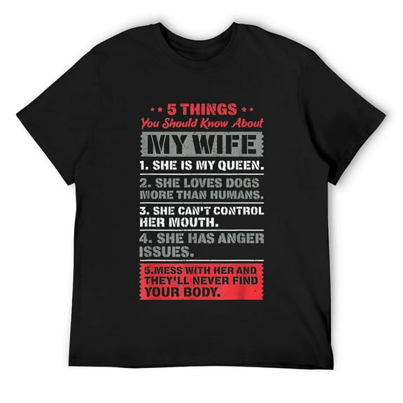 Mens 5 Things You Should Know About My Wife Husband Giftidea T-Shirt Black