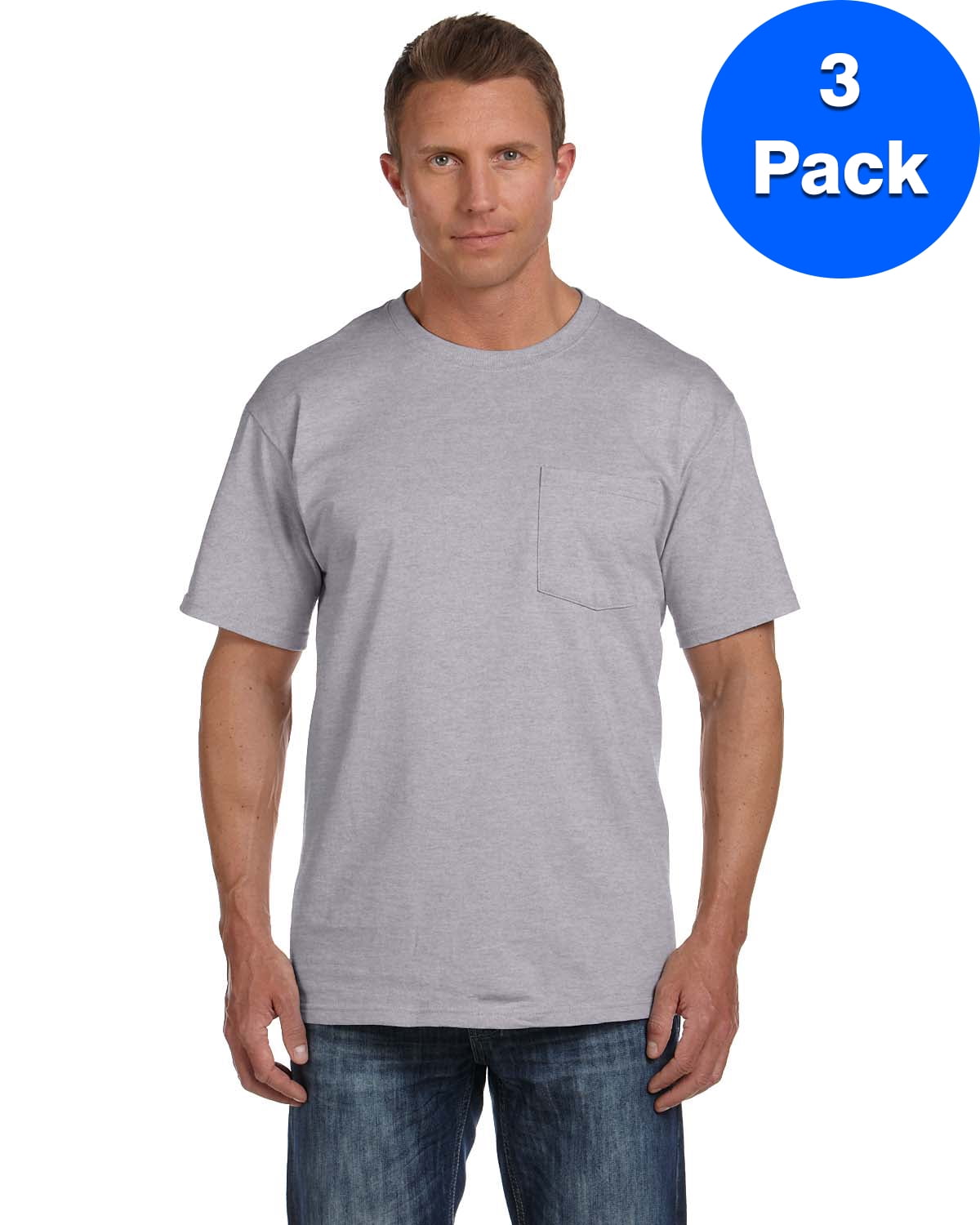 Mens 5 oz. Heavy Cotton HD Pocket T-Shirt 3931P (3 PACK) - Walmart.com