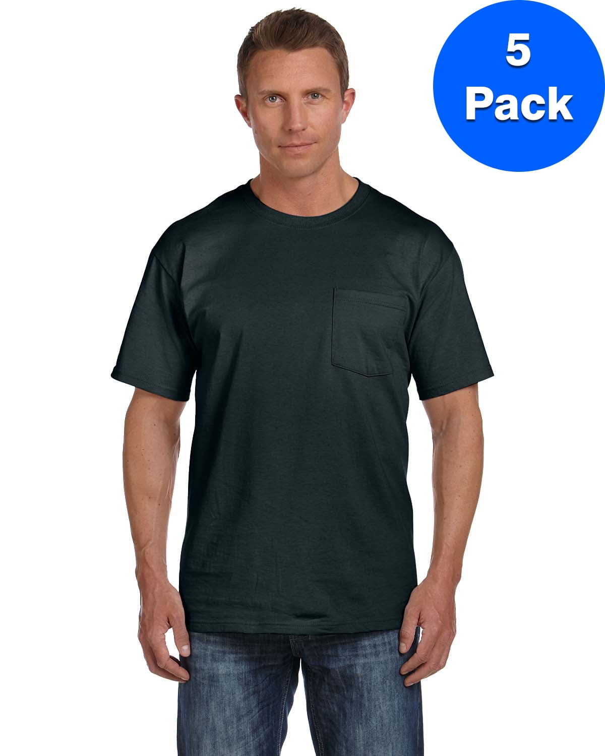 Mens 5 oz. Heavy Cotton HD Pocket T-Shirt 3931P (5 PACK)