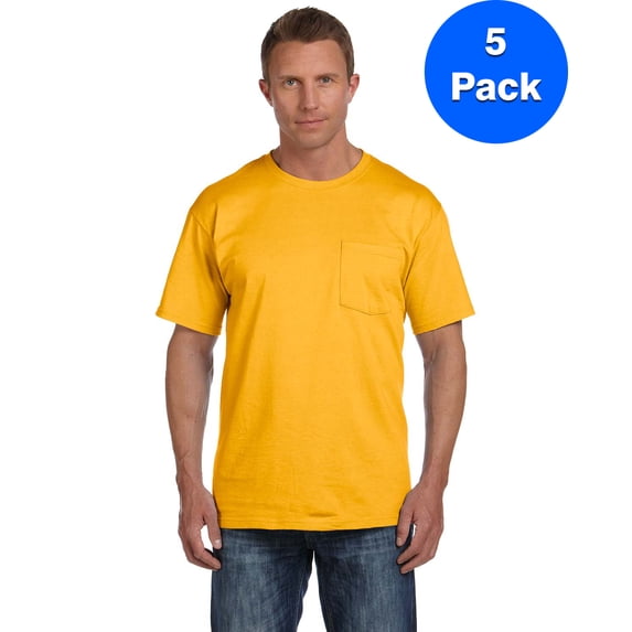 Mens 5 oz. Heavy Cotton HD Pocket T-Shirt 3931P (5 PACK)