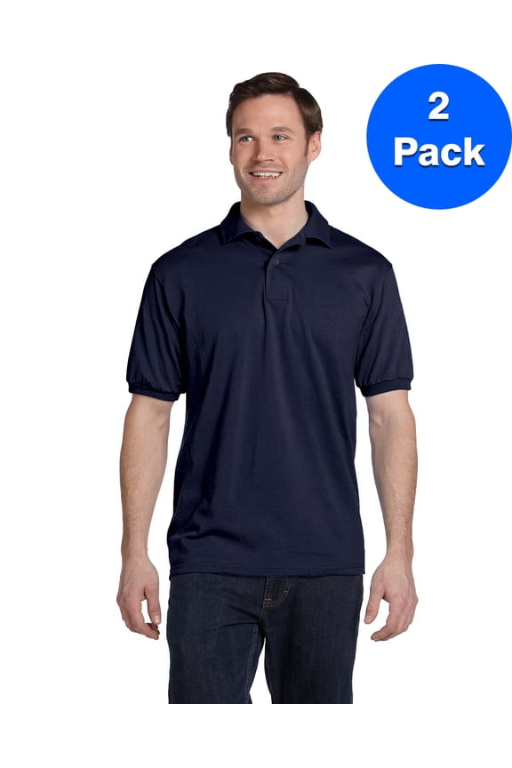 Mens 50/50 ComfortBlend EcoSmart Jersey Knit Polo 054 (2 PACK)