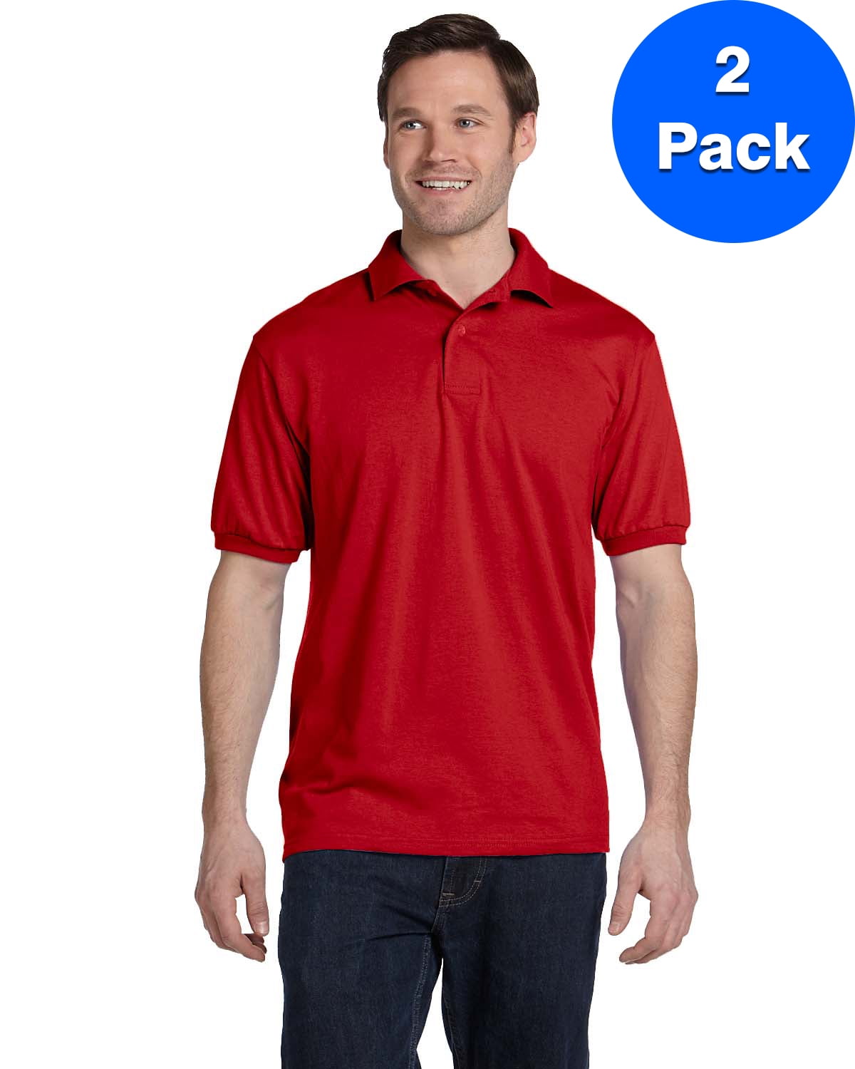 Mens 50/50 ComfortBlend EcoSmart Jersey Knit Polo 054 (2 PACK)