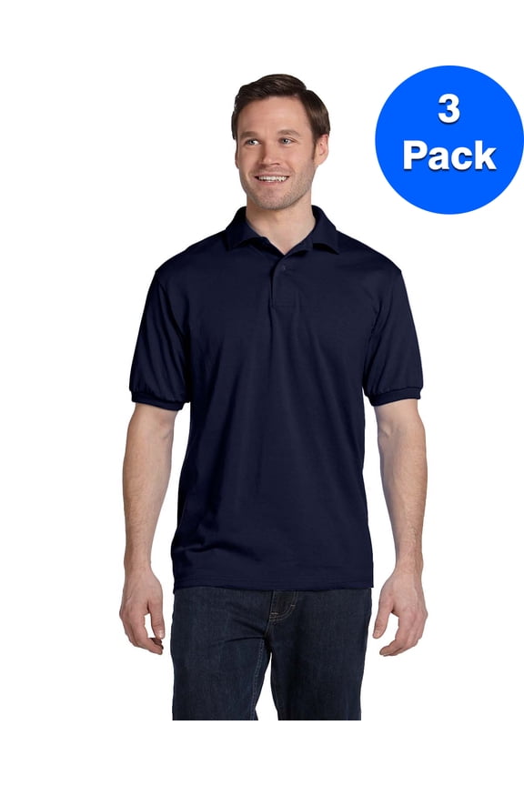 Mens 50/50 ComfortBlend EcoSmart Jersey Knit Polo 054 (3 PACK)
